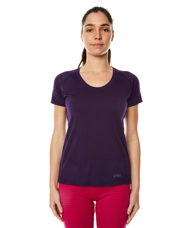 Women's Merino Wool Short Sleeve T-Shirt Blackberry - Xtm Europe